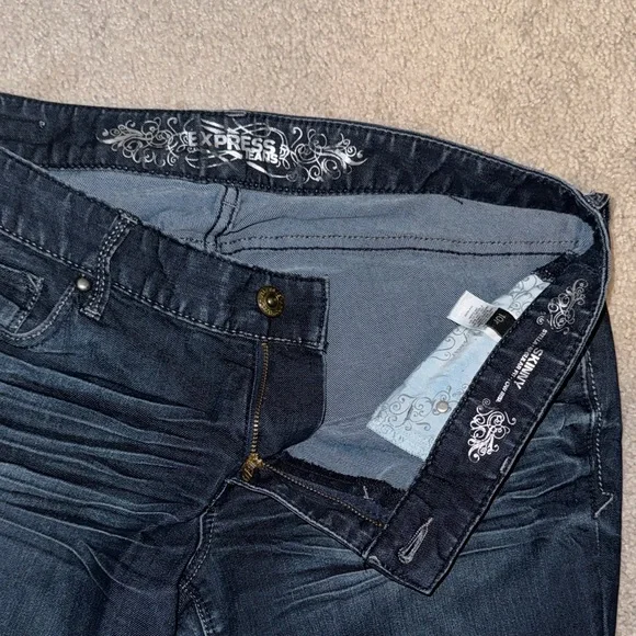Express Stella Skinny Regular Fit Low Rise Dark Wash Stretch Denim Jeans 10 R - Picture 4 of 6